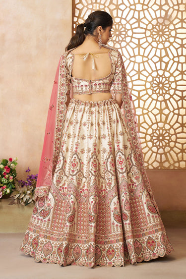 Wedding Wear Lehenga Choli In Beige Silk Fabric