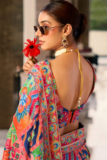 Vibrant Multi Color Floral Designer Traditional Saree