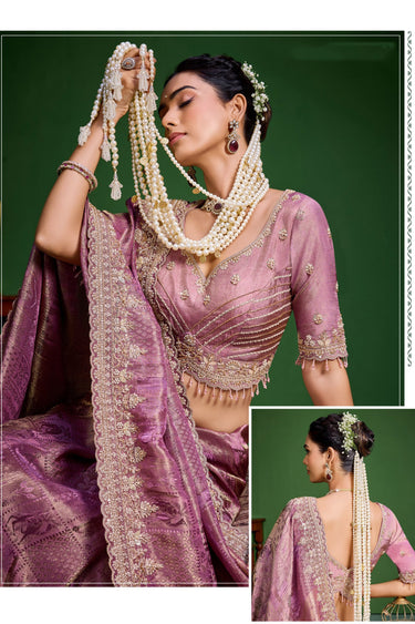 Classic Purple Traditional Tissue Silk Saree