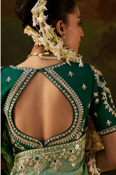 Traditional Sea Green Viscose Function Wear Saree With Unstitched Blouse
