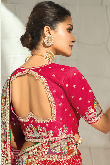 Vintage Red Georgette Zari Weaving Bridal Saree