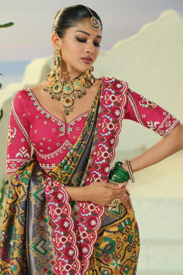 Classic Multi Color Heavy Handwork Patan Patola Silk Traditional Saree