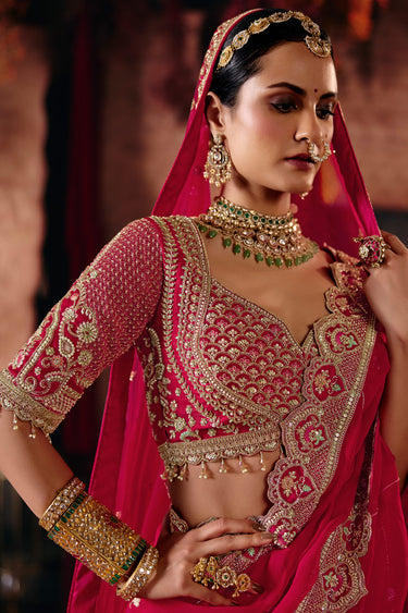 Premium Red Silk Heavy Work Bridal Look Lehenga Choli