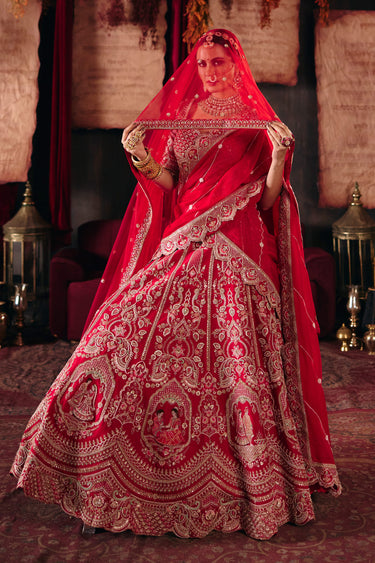 Premium Red Silk Heavy Work Bridal Look Lehenga Choli