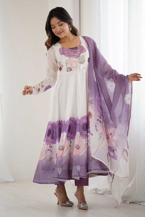 Cotton Floral Printed Readymade Anarkali Salwar Suit