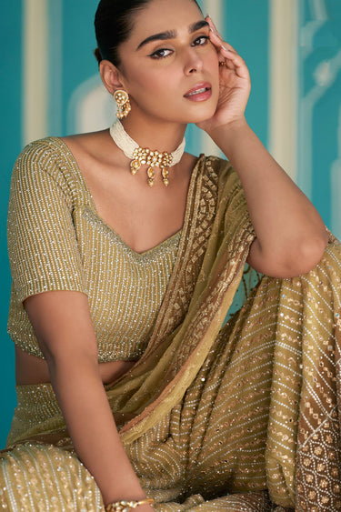 Georgette Cream Indo Western Readymade Palazzo With Short Top