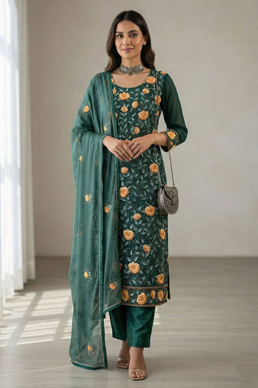 Green Georgette Designer Readymade Suit