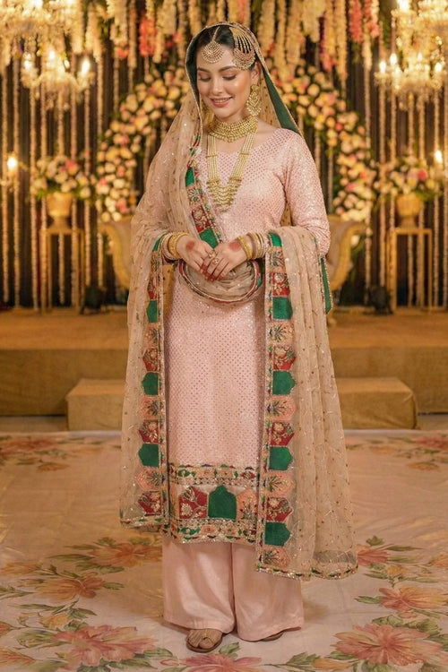 Peach Georgette Palazzo Suit