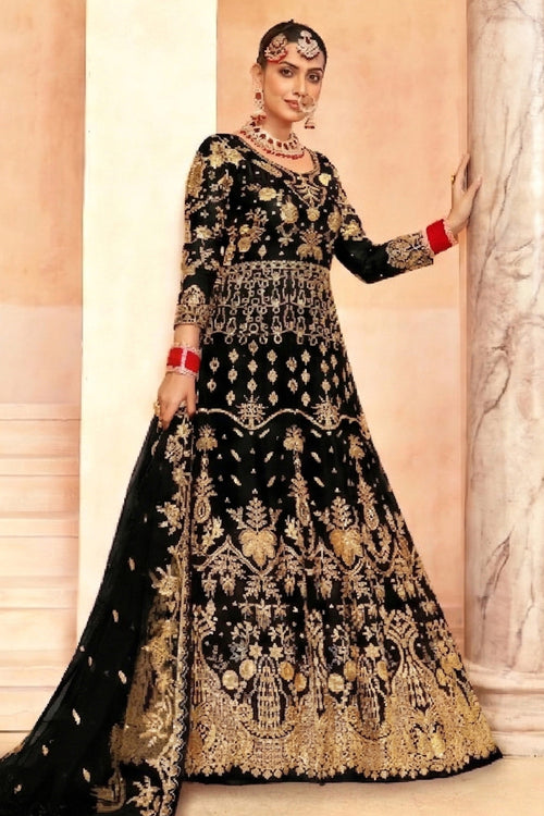 Black Net Floor Length Anarkali Salwar Kameez