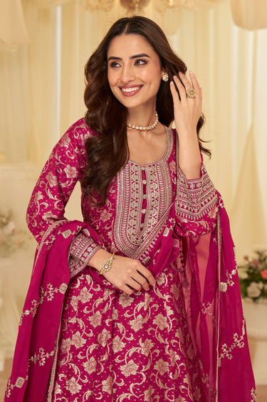 Rani Viscose Silk Function Wear Readymade Anarkali Salwar Suit
