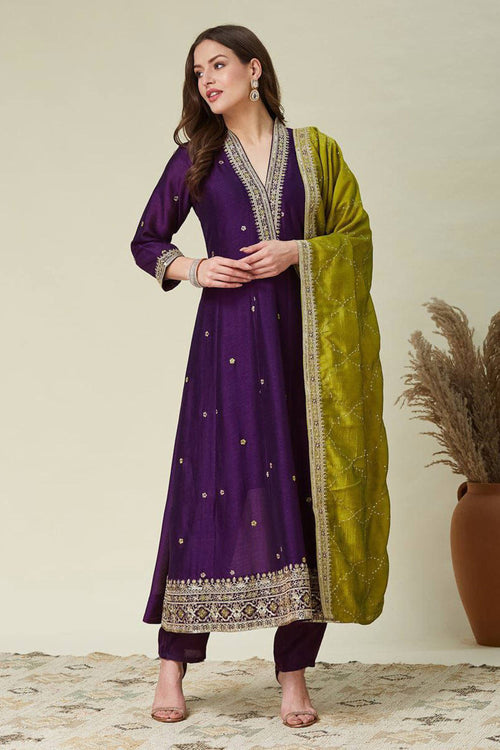 Premium Purple Readymade Designer Salwar Kameez