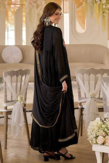 Georgette Black Embroidered Readymade Anarkali Salwar Suit