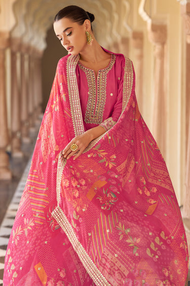 Womens Designer Pink Embroidered Anarkali Salwar Kameez