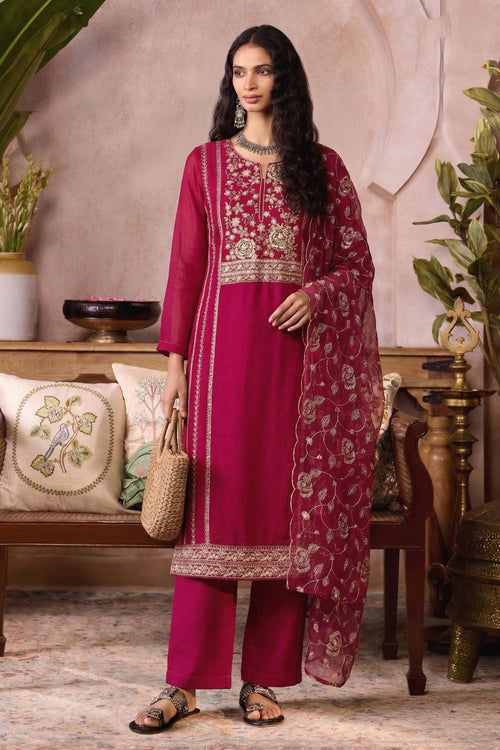 Rani Floral Embroidery Function Wear Straight Cut Suit