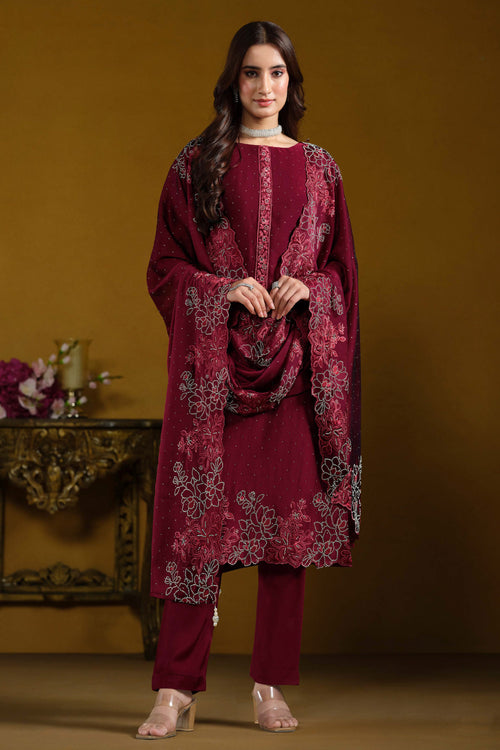 Heritage Magenta Georgette Embroidered Salwar Suit