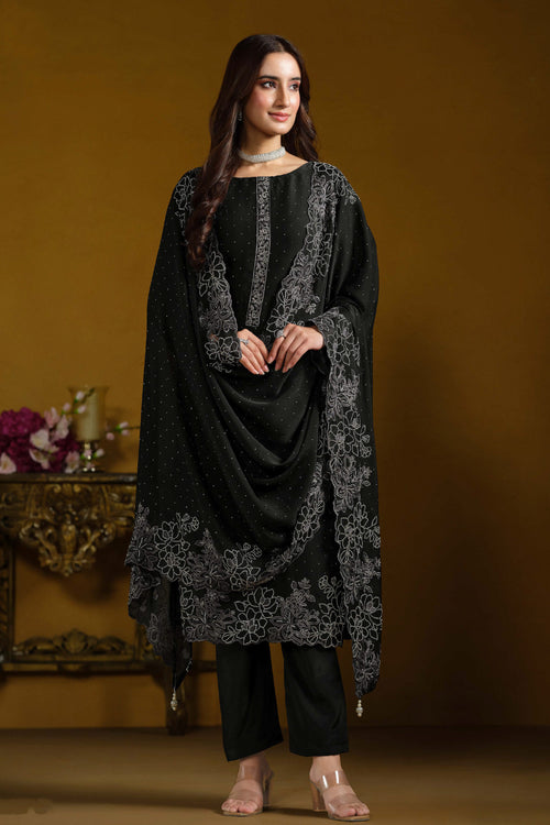 Graceful Black Georgette Festive Wear Salwar Suit