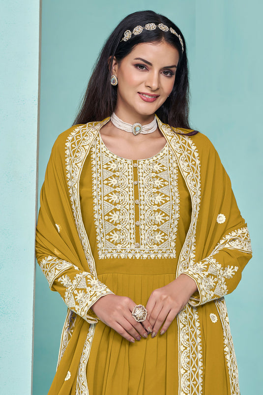 Yellow Color Georgette Fabric Alluring Festive Style Palazzo Suit