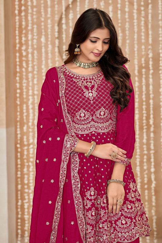 Chinon Fabric Rani Color Function Wear Winsome Palazzo Suit