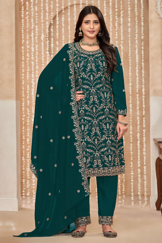 Green Color Georgette Fabric Lovely Function Wear Salwar Suit