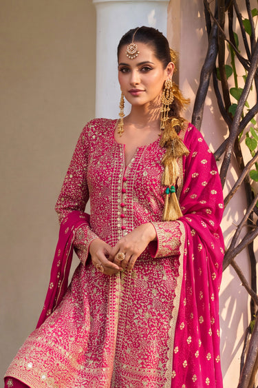 Party Wear Rani Heavy Embroidered Sharara Set
