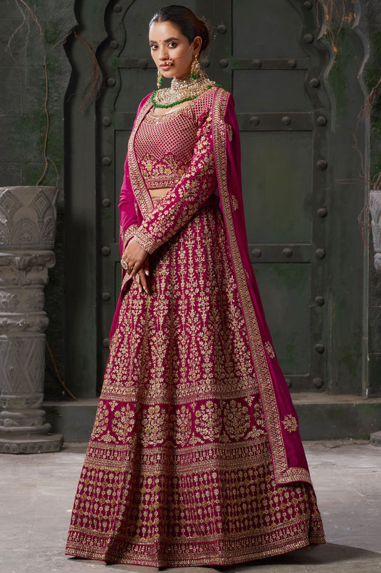 Febulous Georgette Fabric Pink Color  Bridal Lehenga