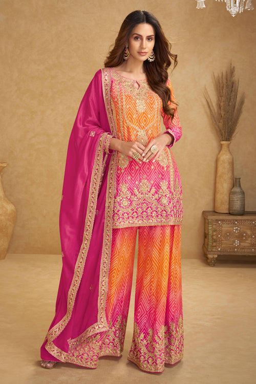 Rani Chinon Embroidered Readymade Palazzo Salwar Suit