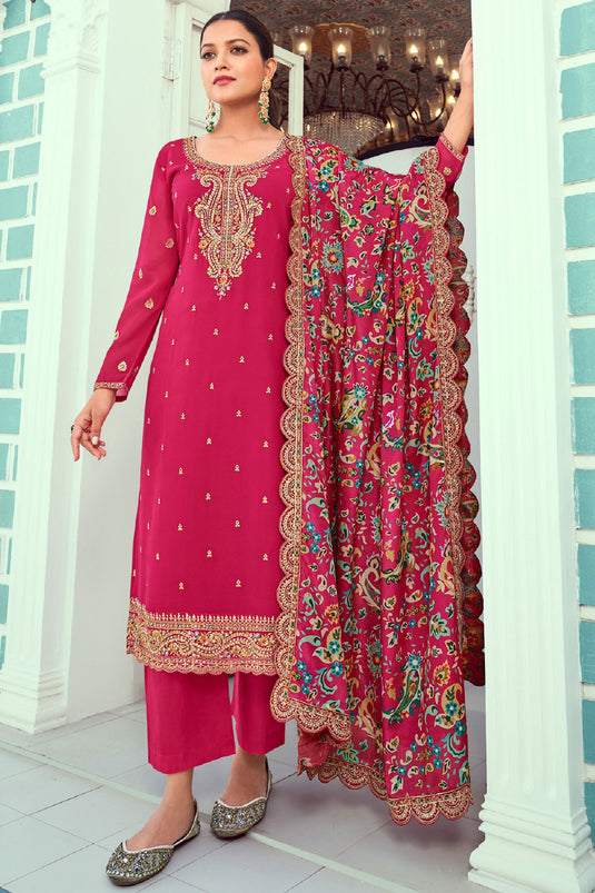 Engaging Rani Color Georgette Fabric Festive Wear Salwar Suit