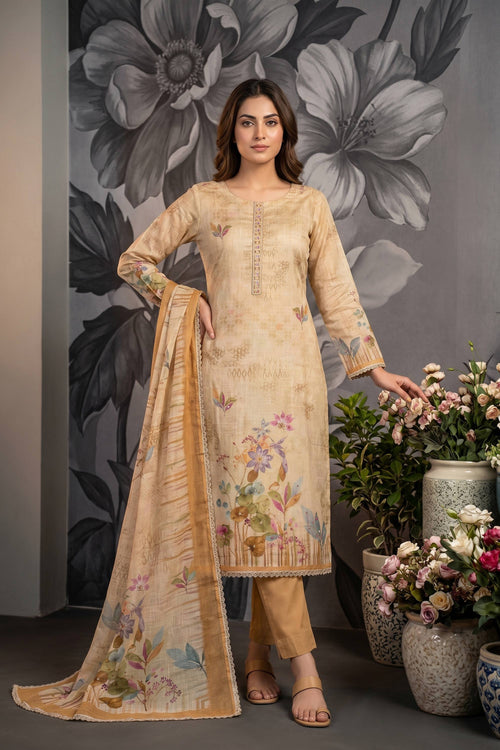 Cotton Printed Cream Casual Salwar Suit