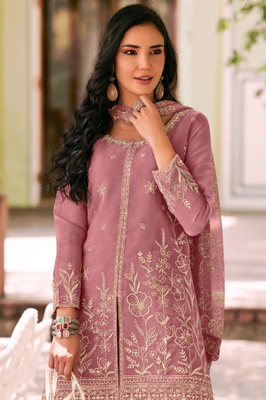 Heritage Pink Embroidered Palazzo Suit