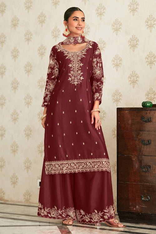 Chinon Brown Palazzo Salwar Kameez