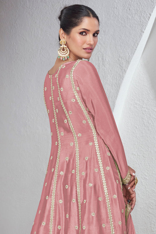 Vartika Singh Fashionable Pink Color Chinon Fabric Readymade Palazzo Suit