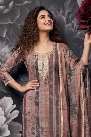 Peach Cotton Casual Salwar Kameez