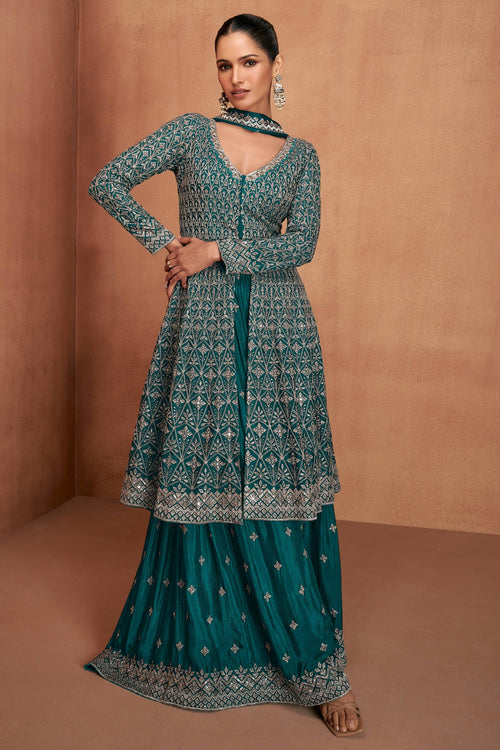 Cyan Readymade Palazzo Salwar Kameez
