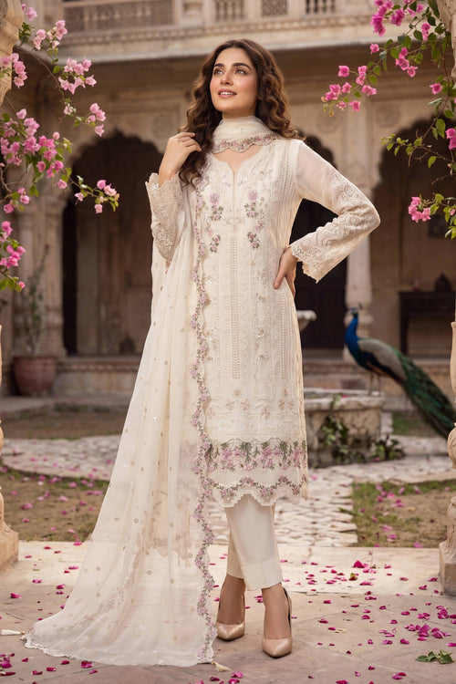 Chiffon Function Wear White Designer Salwar Suit