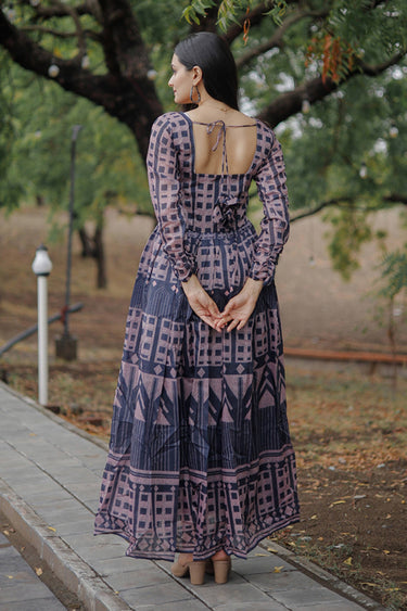 Printed Chanderi Fabric Multi Color Readymade Gown For Function Wear