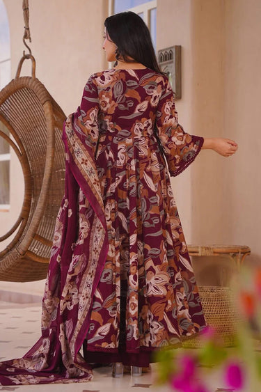 Wine Daily Wear Digital Print Readymade Suit