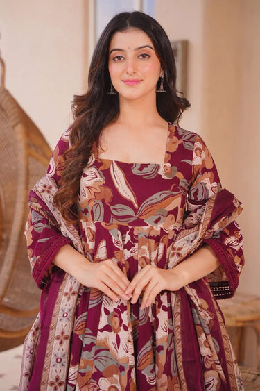 Wine Daily Wear Digital Print Readymade Suit