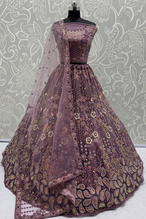 Purple Net Designer Heavy Bridal Look Lehenga Choli