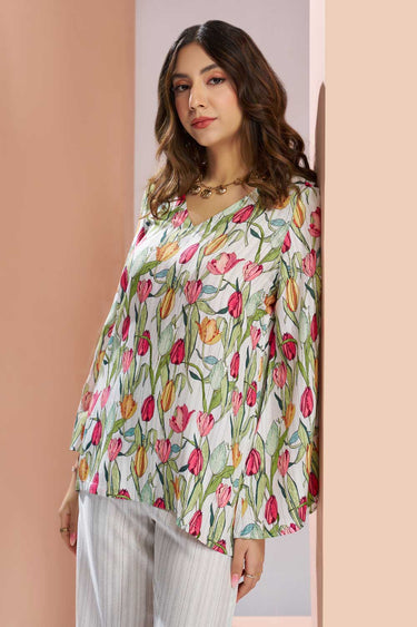 Incredible Muslin Silk Fabric White Color Readymade Co Ord Set