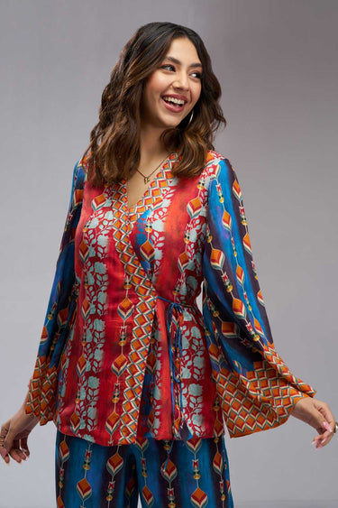 Trendy Muslin Silk Fabric Multi Color Color Readymade Co Ord Set