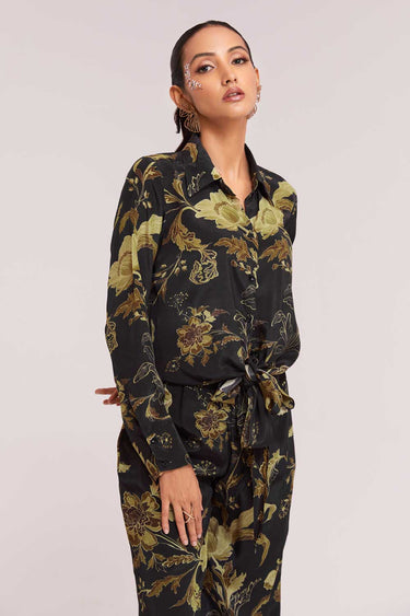 Crepe Fabric Captivating Black Color Co-ord Set