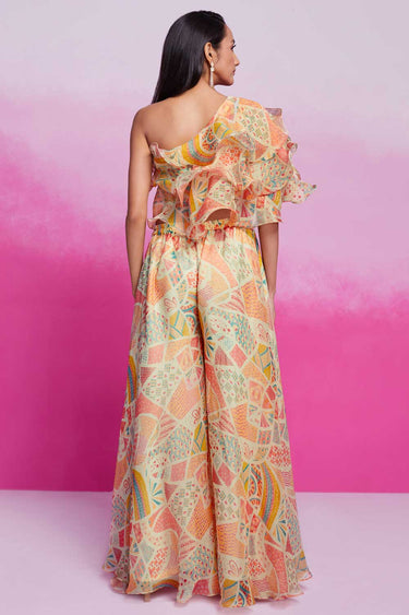 Organza Fabric Cream Color Delicate Readymade Co Ord Set