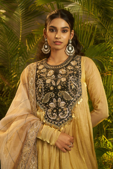 Heavy Embroidered Beige Readymade Anarkali Salwar Suit