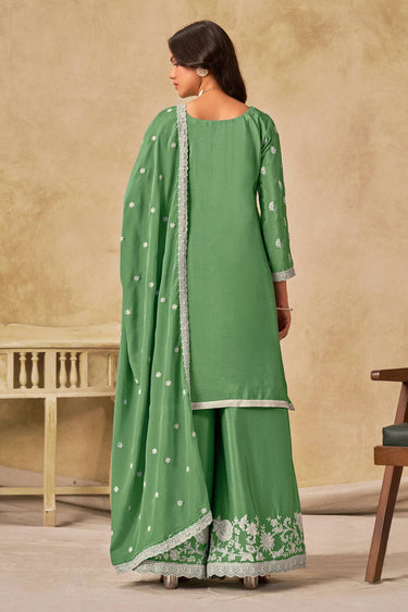 Chinon Sea Green Designer Palazzo Salwar Suit