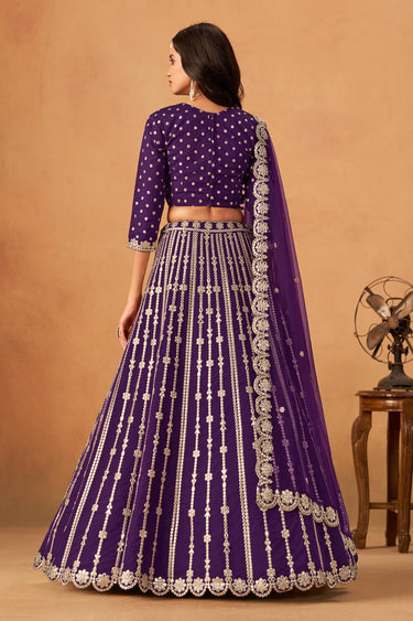 Art Silk Fabric Embroidered Lehenga Choli In Purple Color