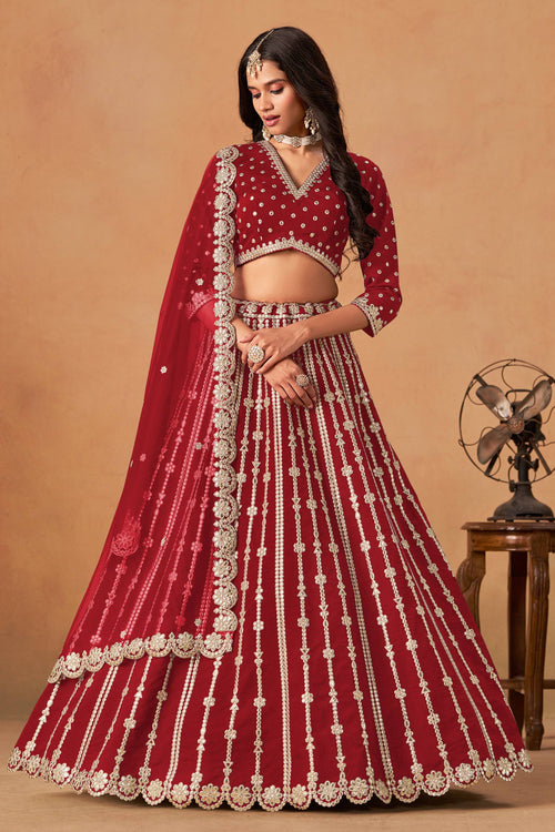 Occasion Wear Embroidered Lehenga Choli In Maroon Color