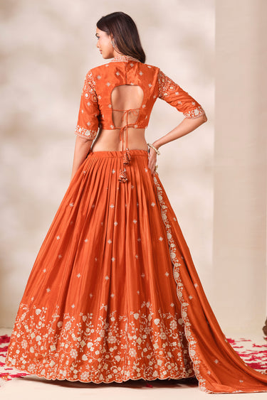 Designer Chinon Heavy Embroidered Wedding Function Lehenga Choli