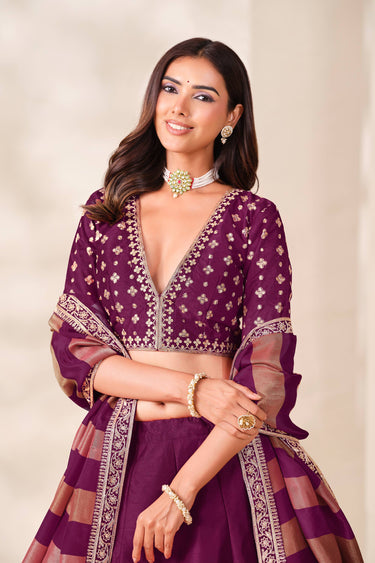 Designer Embroidered Magenta Sangeet Wear Lehenga Choli