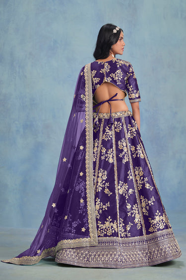 Purple Art Silk Fabric Occasion Wear Embroidered Lehenga Choli