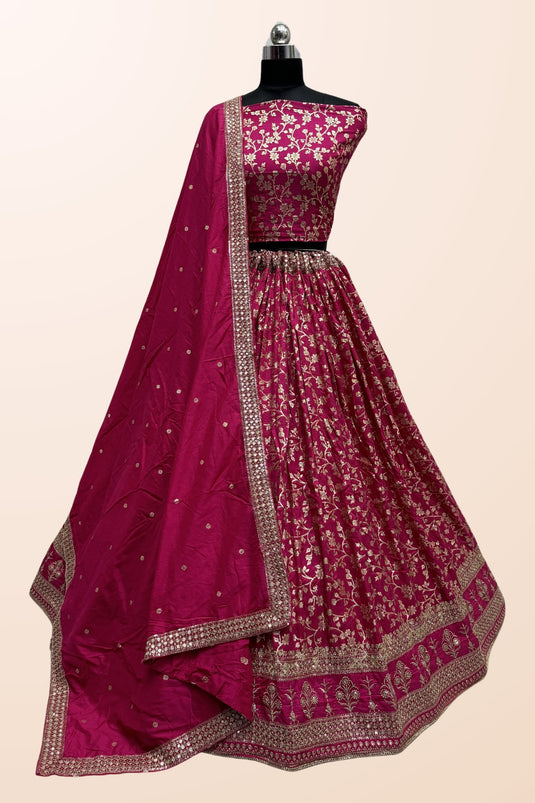 Pink Color Exquisite Sequins Work Lehenga In Viscose Fabric